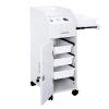 EMILOREY Salon Trolley Cart with Wheels, Hair Salon Storage Cart with Wheels & 3 Hair Dryer Holders & 4 Drawers & Lock & 2 Keys, Hairdressing Tools Station Mobile Makeup Case, White view 4