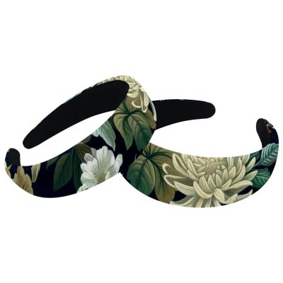 IEDHFNGDBFV 2 PCS Vintage Green Flower Bush Headbands for Women, Polyester Wide Headbands Hair Band Fashion Non Slip Hairhoop for Women Girls Hair Accessories
