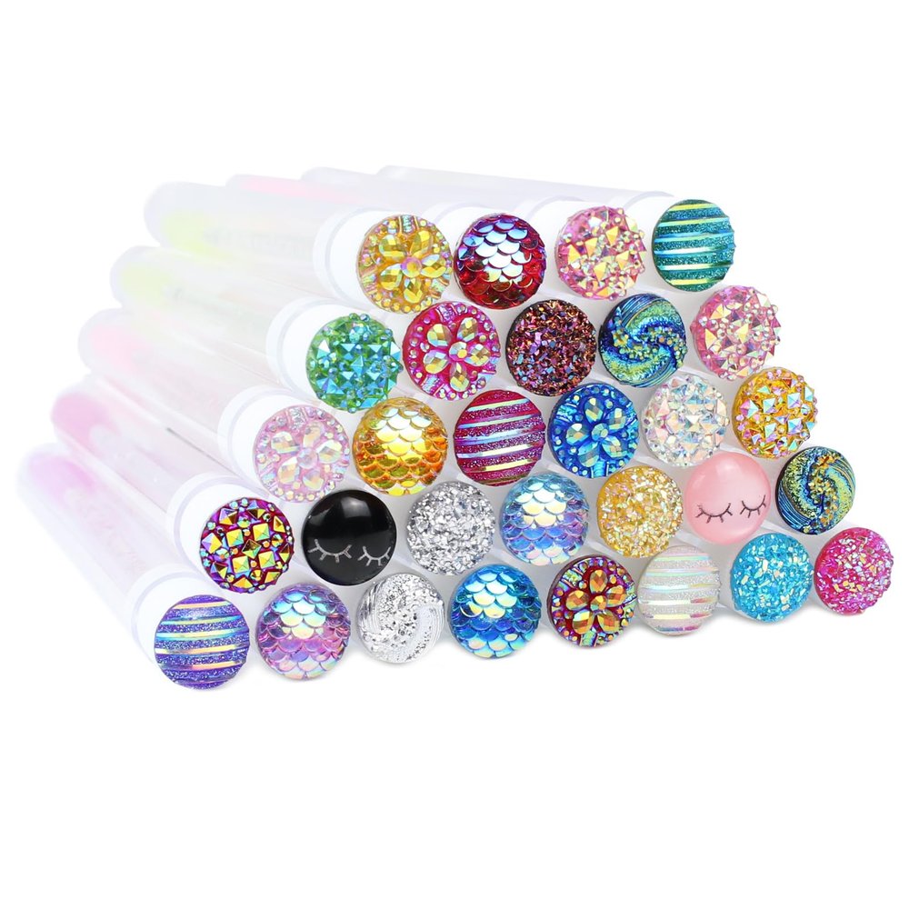 30sets Mascara Wand Tube Diamond HeadMascara Brushes Eyelash Spoolies Brush Makeup ToolApplicator Eyelash Brush Tubes Makeup Brush (30colors-MlX)