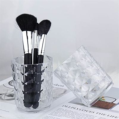 Acrylic Makeup Brush Storage Desktop Eyebrow Peil Cosmetic Storage Box Brush Tube Dormitory Pen Holder Travel Jewelry Box