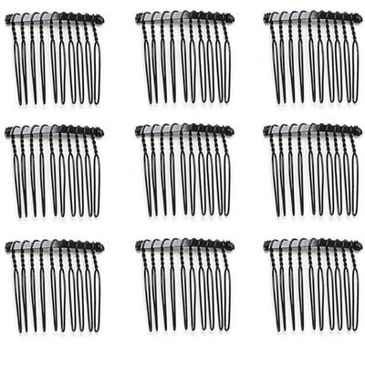10 Pack 10 Teeth Black Metal Side Hair Combs Wire Twist Hair Clips Wedding Bridal Veil Combs Decorative Hair Barrettes Headpiece French Twist Updo Bun Accessories for Women Girls (Black)