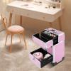 RocoReny 3in1 Rolling Makeup Train Case,Aluminum Trolley Case with 360 Rotation Wheels for Professional Salon Barber Traveling Cart Trunk Cosmetic Beauty Storage (Pink 18.5in) view 3