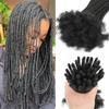 0.6cm 14 Inch Human Hair Locs Extensions 30 Strands Dreadlocs Extensions Real Human Hair Natural Black for Women Men Kids Full Handmade Permanent Human Hair Locs Can Be Dyed and Bleached view 1