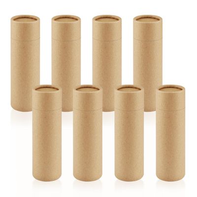 8 Pcs 60g/2oz Paperboard Lip Balm Tubes Refillable Cardboard Tubes Solid Empty Chapstick Container for Cosmetic Samples Deodorant - Brown