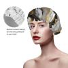 Luxury Marble Pattern Shower Cap For Women, Reusable Shower Cap, Waterproof Bath Cap For Women Long Hair view 4
