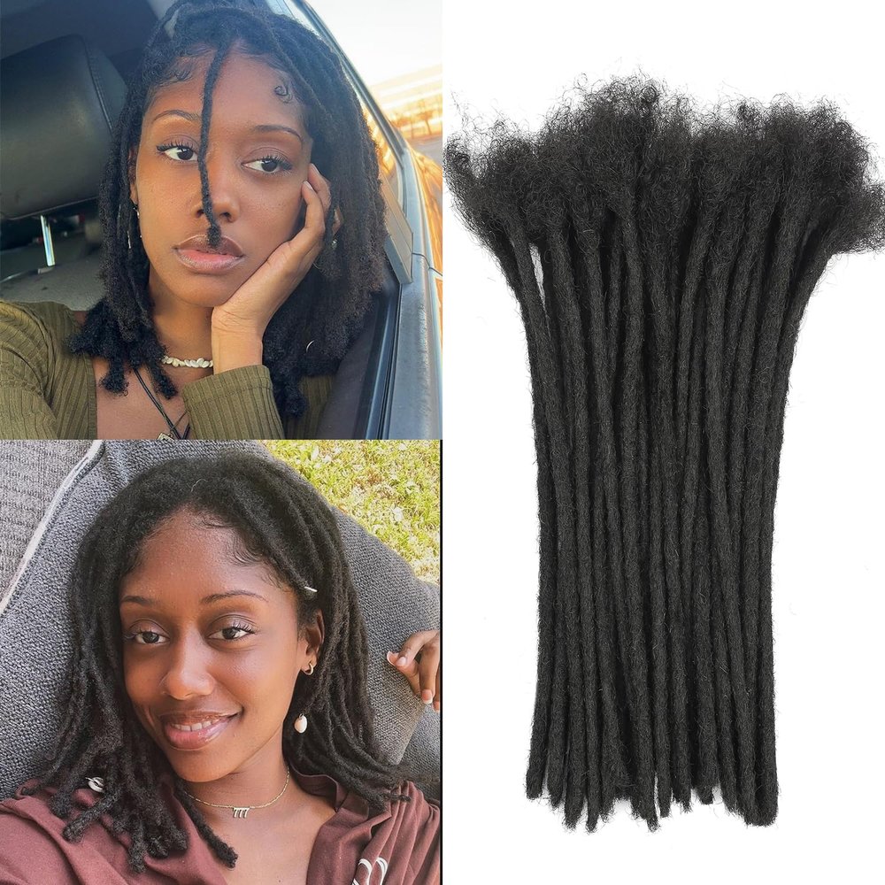 0.6cm 10 Inch Locs Extensions Human Hair 30 Strands Dread Extensions Real Human Hair Natural Black for Women Men Kids Full Handmade Permanent Human Hair Locs Can Be Dyed and Bleached