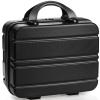 Acshio Mini Hard Shell Cosmetic Travel Case, 12 Inch Small Portable Makeup Train Case with Elastic Band Handle, Pressure-proof ABS Carrying Suitcase Toiletry Box for Travel, Camping, Black view 1