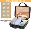 Acshio Mini Hard Shell Cosmetic Travel Case, 12 Inch Small Portable Makeup Train Case with Elastic Band Handle, Pressure-proof ABS Carrying Suitcase Toiletry Box for Travel, Camping, Black view 3