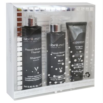 abril et nature - Professional Repair Hair Care Set - Molecular Therapy - Shampoo, Mask, and Serum Pack for Damaged, Overworked, or Ageing Hair - Restores and Repairs - 550 ml