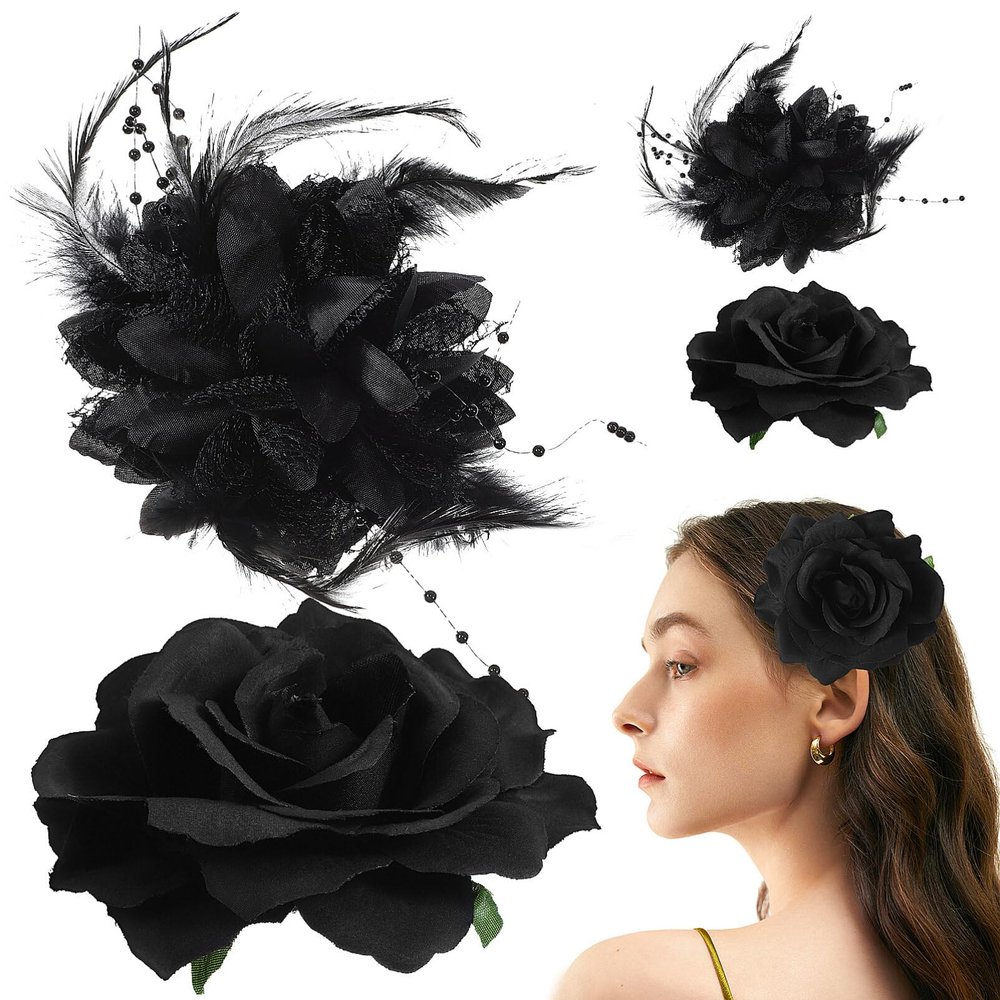 Healeved 4pcs Flower Hair Clips Stylish Rose Barrettes for Women and Girls Elegant Floral Accessories for Parties Weddings and Daily Wear Design