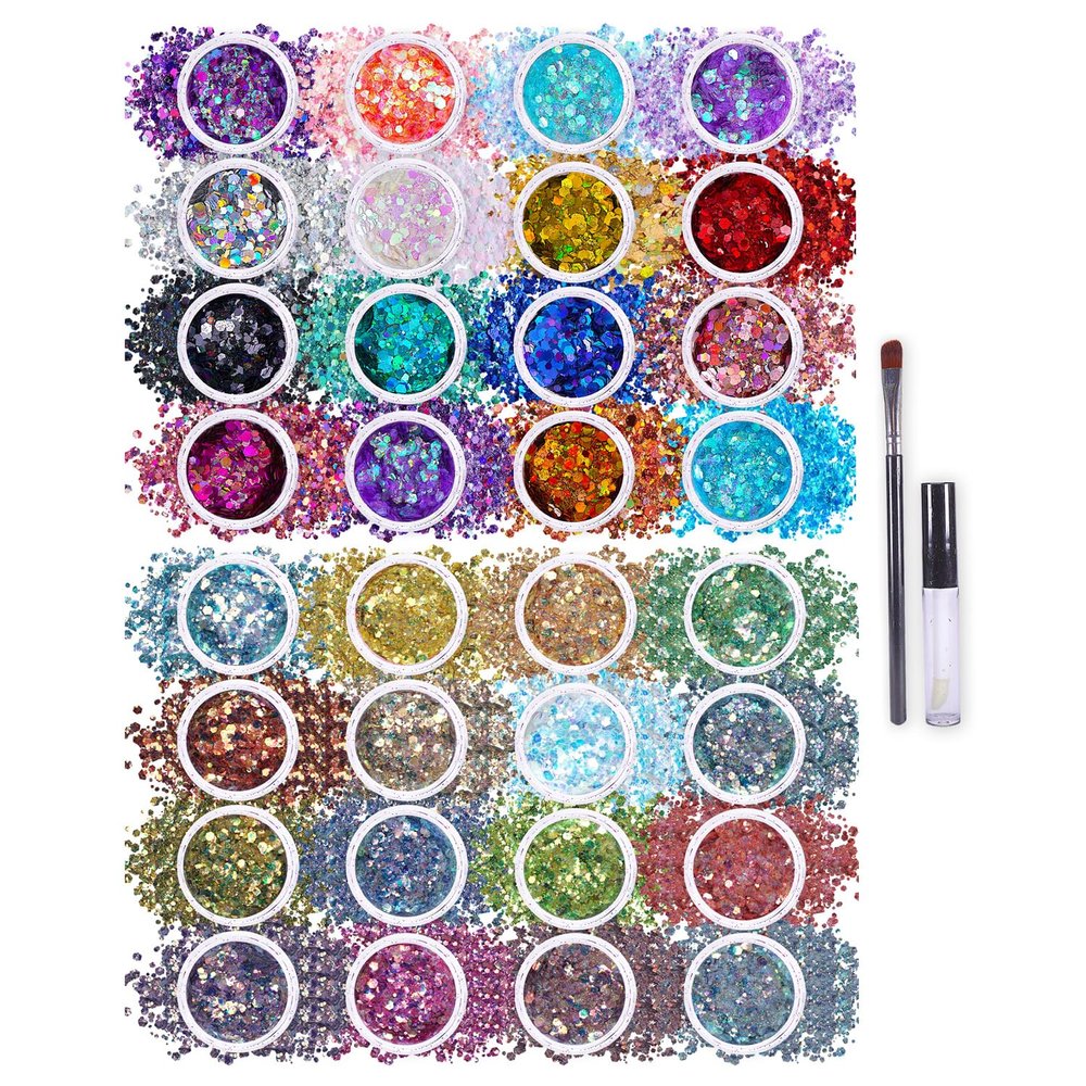 16 Pack Chunky Holographic Glitters and Fairy Tears Glitters Bundle