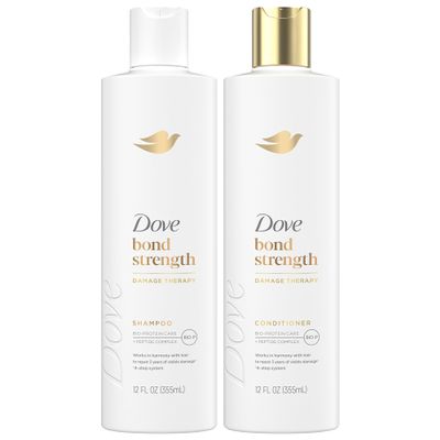 Dove Bond Strength Shampoo & Conditioner Set Daily Strengthening Treatment for Dry, Damaged Hair, 12 Oz Ea