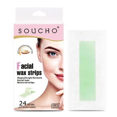 Facial Wax Strips - Facial Hair Removal Waxing Kit | For All Skin Types | Gentle And Fast Working For Face | 24 Hair Removal Waxing Strips For Caring Face Eyebrow Upper Lip Cheek C