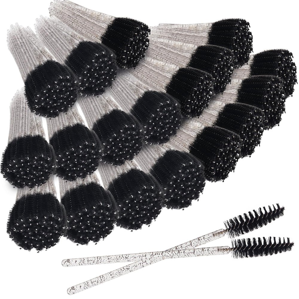 500PCS Disposable Eyelash Brushes - Upgraded Mascara Wands & Makeup Applicators Kit for Eyelash Extensions Makeup and Eyebrow Grooming(Black)