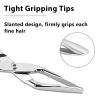 3-Piece Tweezers Set Scissor Handle Slant Tip Eyebrow Tweezers Eyebrow Plucker Tweezers for Facial Hair Removal Includes Black, Silver, & Rose Pink view 4