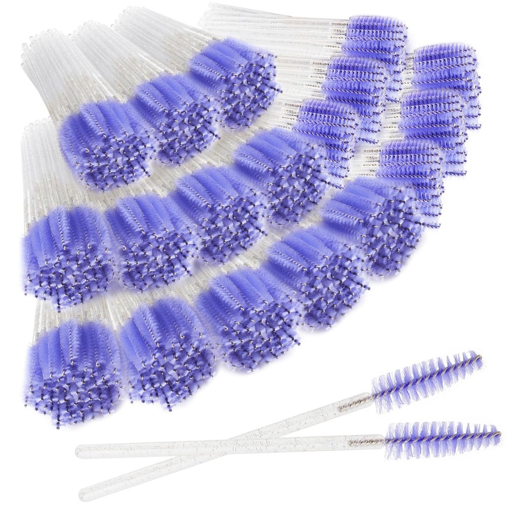 500PCS Disposable Eyelash Brushes - Upgraded Mascara Wands & Makeup Applicators Kit for Eyelash Extensions Makeup and Eyebrow Grooming(Purple)
