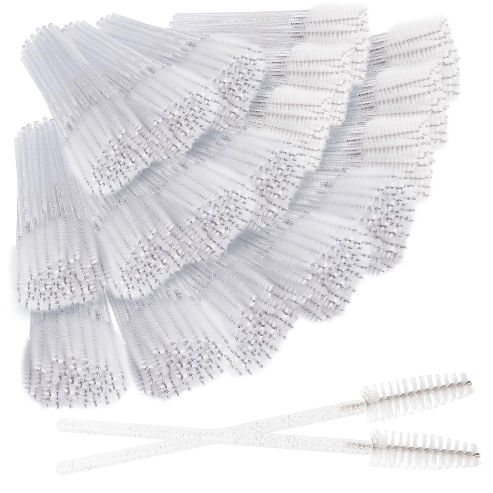 500PCS Disposable Eyelash Brushes - Upgraded Mascara Wands & Makeup Applicators Kit for Eyelash Extensions Makeup and Eyebrow Grooming(White)