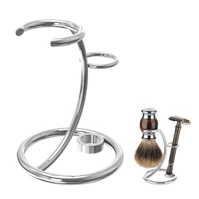 Linkidea Shaver Kit Storage Stand, Stainless Steel Holder for Safety Razor and Shaving Brush Hold, Shaving Kit Stand Fit to Shower Room, Bathroom, Compatible with Manual Razor (Silver), RRS30-01