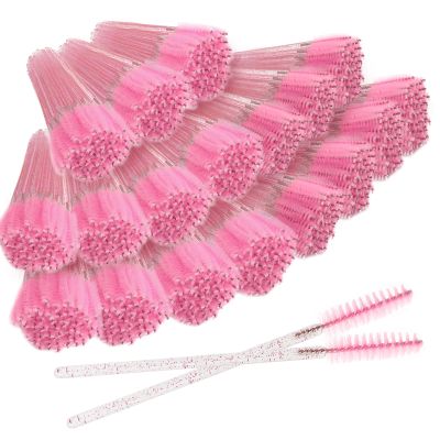 500PCS Disposable Eyelash Brushes - Upgraded Mascara Wands & Makeup Applicators Kit for Eyelash Extensions Makeup and Eyebrow Grooming(Pink)