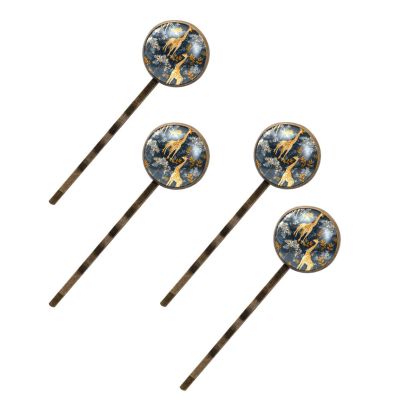 4 Pieces Bobby Pins Hair Clips for Women, Cute Giraffe with Leaves Pattern Decorative Hairpin Hair Barrettes for Girls, Elegant Brown Hair Accessories
