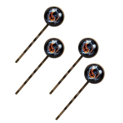 4 PCS Womens Hair Barrettes, Cool Water and Fire Yin-Yang Symbol Long Bobby Hair Pins for Girls, Stainless Steel Hair Clips Headwear Styling Tools Hair Accessories