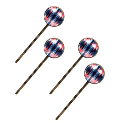 4 Pcs Hair Pins for Women, Abstract Coastal Nautical Wavy Stripes Long Bobby Pins Vintage Hairpins Decorative Elephant Hair Barrettes with Jewelry Gift Box