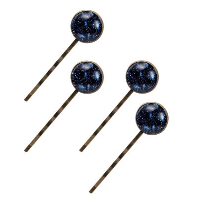 4 Pcs Hair Pins for Women, Space Galaxy Constellations Pattern Long Bobby Pins Vintage Hairpins Decorative Elephant Hair Barrettes with Jewelry Gift Box