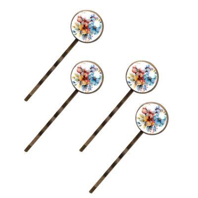 4 Pcs Hair Pins for Women, Cute Flowers and Leaves Watercolor Long Bobby Pins Vintage Hairpins Decorative Elephant Hair Barrettes with Jewelry Gift Box