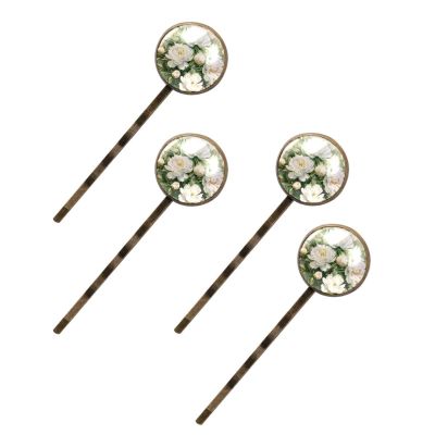 4 PCS Womens Hair Barrettes, a Bunch of Whitepeony Watercolor Long Bobby Hair Pins for Girls, Stainless Steel Hair Clips Headwear Styling Tools Hair Accessories