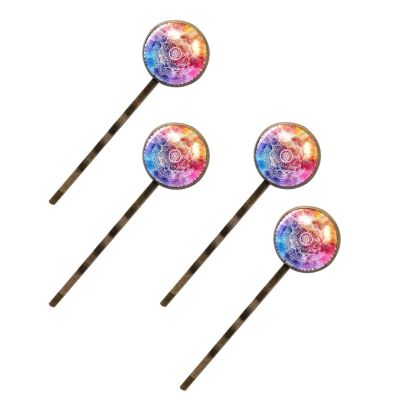 4 Pcs Hair Pins for Women, Colorful Watercolor Mandala Long Bobby Pins Vintage Hairpins Decorative Elephant Hair Barrettes with Jewelry Gift Box
