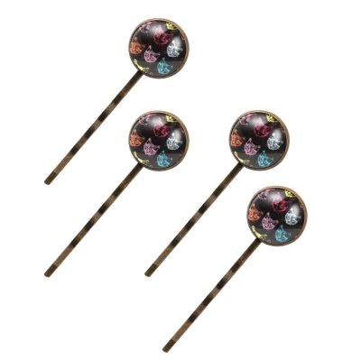 4 Pcs Hair Pins for Women, Kitten Faces with Colors Seamless Pattern Long Bobby Pins Vintage Hairpins Decorative Elephant Hair Barrettes with Jewelry Gift Box