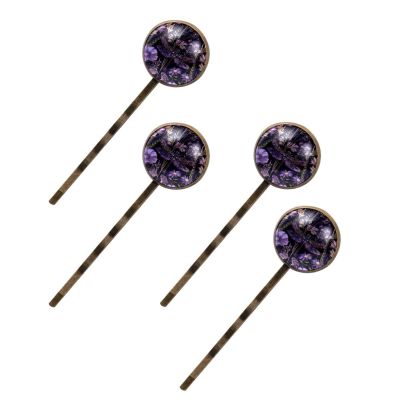 4 Pcs Hair Pins for Women, Purple Dragonfly Floral Herbs Long Bobby Pins Vintage Hairpins Decorative Elephant Hair Barrettes with Jewelry Gift Box