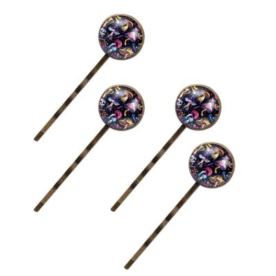 4 Pcs Hair Pins for Women, Magic Mushrooms and Skulls Long Bobby Pins Vintage Hairpins Decorative Elephant Hair Barrettes with Jewelry Gift Box