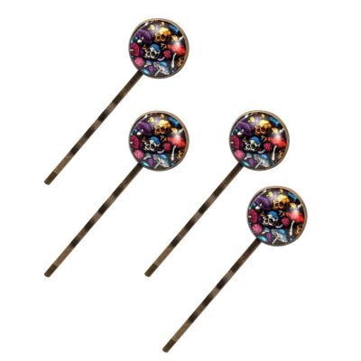 4 Pcs Hair Pins for Women, Colorful Mushrooms and Skulls Long Bobby Pins Vintage Hairpins Decorative Elephant Hair Barrettes with Jewelry Gift Box