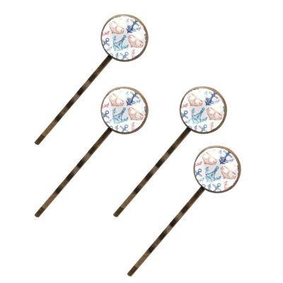 4 Pcs Hair Pins for Women, Seamless Doodle Anchor Long Bobby Pins Vintage Hairpins Decorative Elephant Hair Barrettes with Jewelry Gift Box