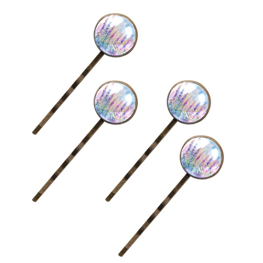 4 PCS Womens Hair Barrettes, Lavender and Wild Herbs Long Bobby Hair Pins for Girls, Stainless Steel Hair Clips Headwear Styling Tools Hair Accessories