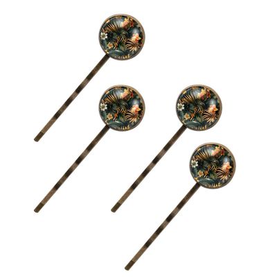 4 Pcs Hair Pins for Women, Aesthetic Jungle Pattern Long Bobby Pins Vintage Hairpins Decorative Elephant Hair Barrettes with Jewelry Gift Box