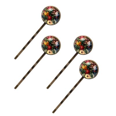 4 Pcs Hair Pins for Women, Colorful Floral Fruits Vintage Style Long Bobby Pins Vintage Hairpins Decorative Elephant Hair Barrettes with Jewelry Gift Box