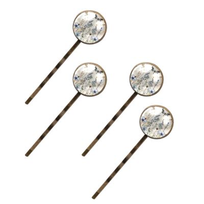 4 PCS Womens Hair Barrettes, Blue Dragonflies and Butterflies Floral Herbs Long Bobby Hair Pins for Girls, Stainless Steel Hair Clips Headwear Styling Tools Hair Accessories