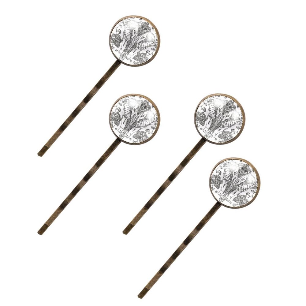 4 PCS Womens Hair Barrettes, African Ethnic Elephant Long Bobby Hair Pins for Girls, Stainless Steel Hair Clips Headwear Styling Tools Hair Accessories