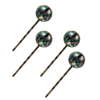 4 Pieces Bobby Pins Hair Clips for Women, Tropical Birds Parrot and Palm Leaves Decorative Hairpin Hair Barrettes for Girls, Elegant Brown Hair Accessories
