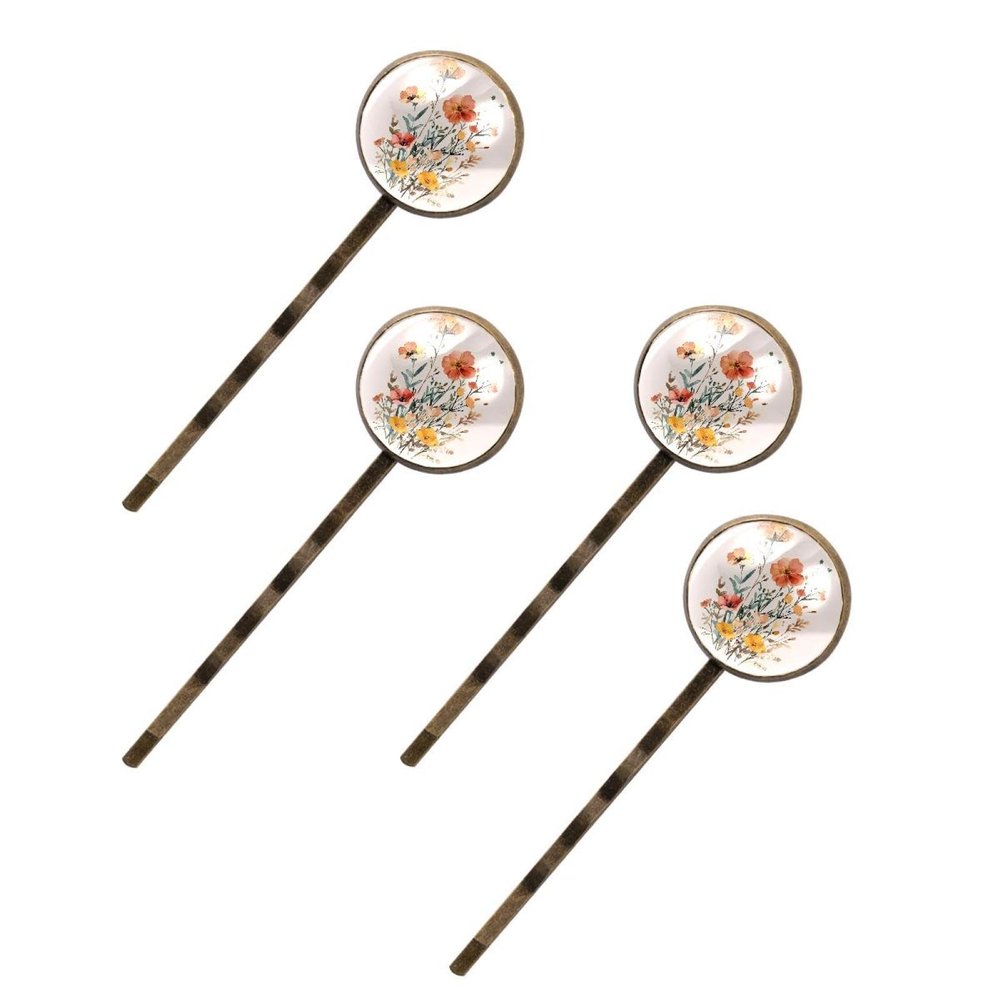 4 PCS Womens Hair Barrettes, Cute Flowers Long Bobby Hair Pins for Girls, Stainless Steel Hair Clips Headwear Styling Tools Hair Accessories