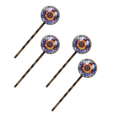 4 PCS Womens Hair Barrettes, Colorful Mandala Long Bobby Hair Pins for Girls, Stainless Steel Hair Clips Headwear Styling Tools Hair Accessories