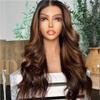 oulaer #1b30 Highlight Natural Wave Transparent Lace Front Human Hair Wig 13X6 Pre Plucked Brazilian Virgin Hair with Baby Hair Natural Hairline Wig Body Wave Wig 150% Density 16Inch view 3