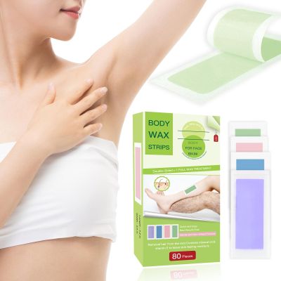 BXQJRJ 80Pcs/Box large size-Wax Strips,Body Waxing Strips for Hair Removal,Self Depilatory Patch at Home for Men and Women,For all skin types.80 wax strips + 20 calming oil wipes