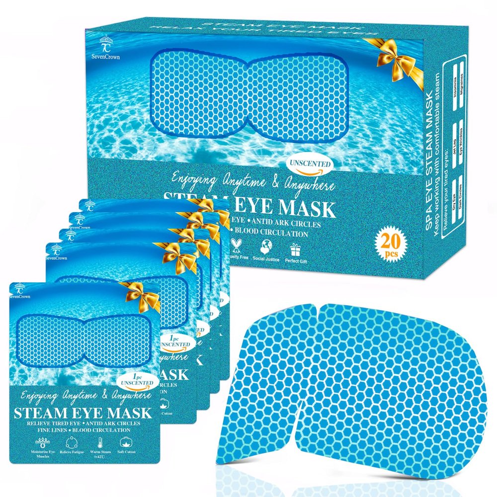 20 Packs Unscented Self Heating Warm Steam Eye Masks for Dry Eyes, Eye Fatigue Relief & Puffy Eyes, Moist Heating Compress Pads for Sleeping, Spa Relaxation, Disposable Eye Mask,Gifts for Women