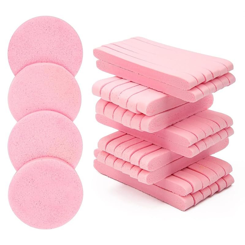 120Pcs Facial Sponge Compressed Face Cleansing Sponge Estheticians Compressed Makeup Facial Sponge Exfoliating Removal SpongePink