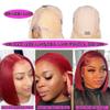 13X4 Burgundy Bob Wear and Go Glueless Wigs Human Hair Pre Plucked Pre Cut Red Burgundy Bob Wigs Human Hair Lace Front Wigs With Baby Hair HD Transparent Lace Frontal Short Wigs For Black Women view 4