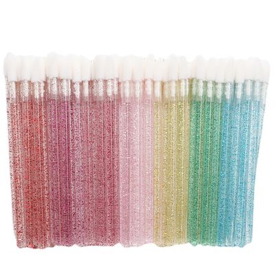 100 Pcs Crystal Lip Brush Disposable Glitter Lip Gloss Applicators Lipstick Applicator Wands Makeup Beauty Tool Kits Multicolor