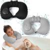 Colingmill 2 Pcs Inflatable Bath Pillows for Tub Bath Head and Neck U Shaped Blow up Full Body Travel Pillow with Adjustable Button Grey and Black Bath Tub Pillows for Airplanes Shower Spa view 1